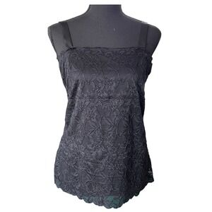 Coldwater Creek Black Lace Tank Top Womens M Witchy Whimsigoth Y2K Dark Romantic